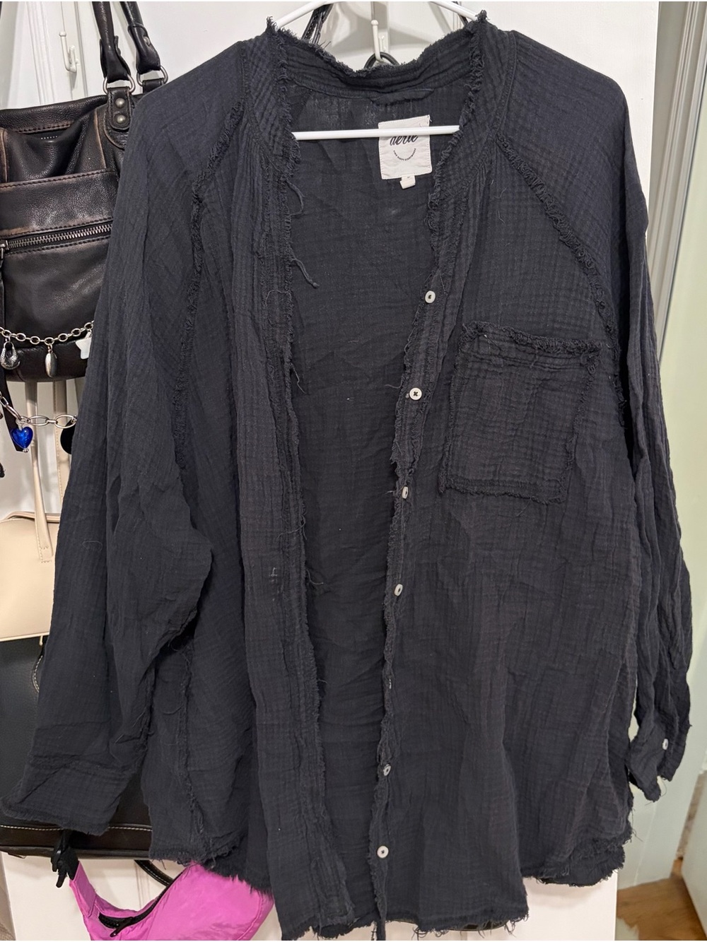 Washed Black Lightweight Button-Front Shirt